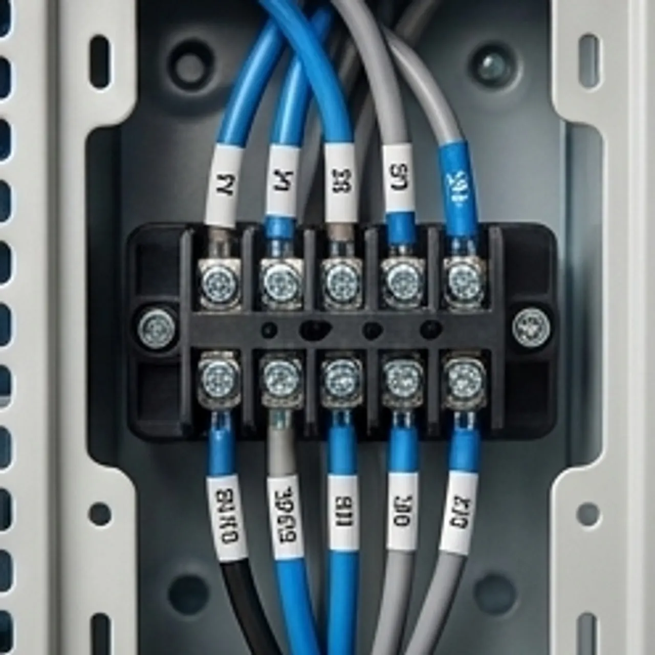 closeup of electrical connections for mini split