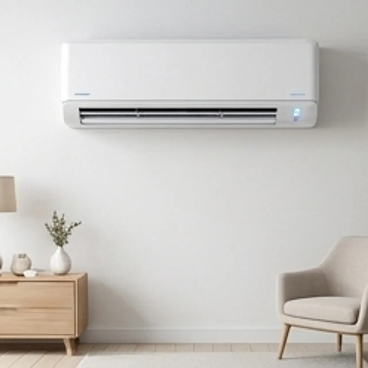 detailed shot of installed mini split system