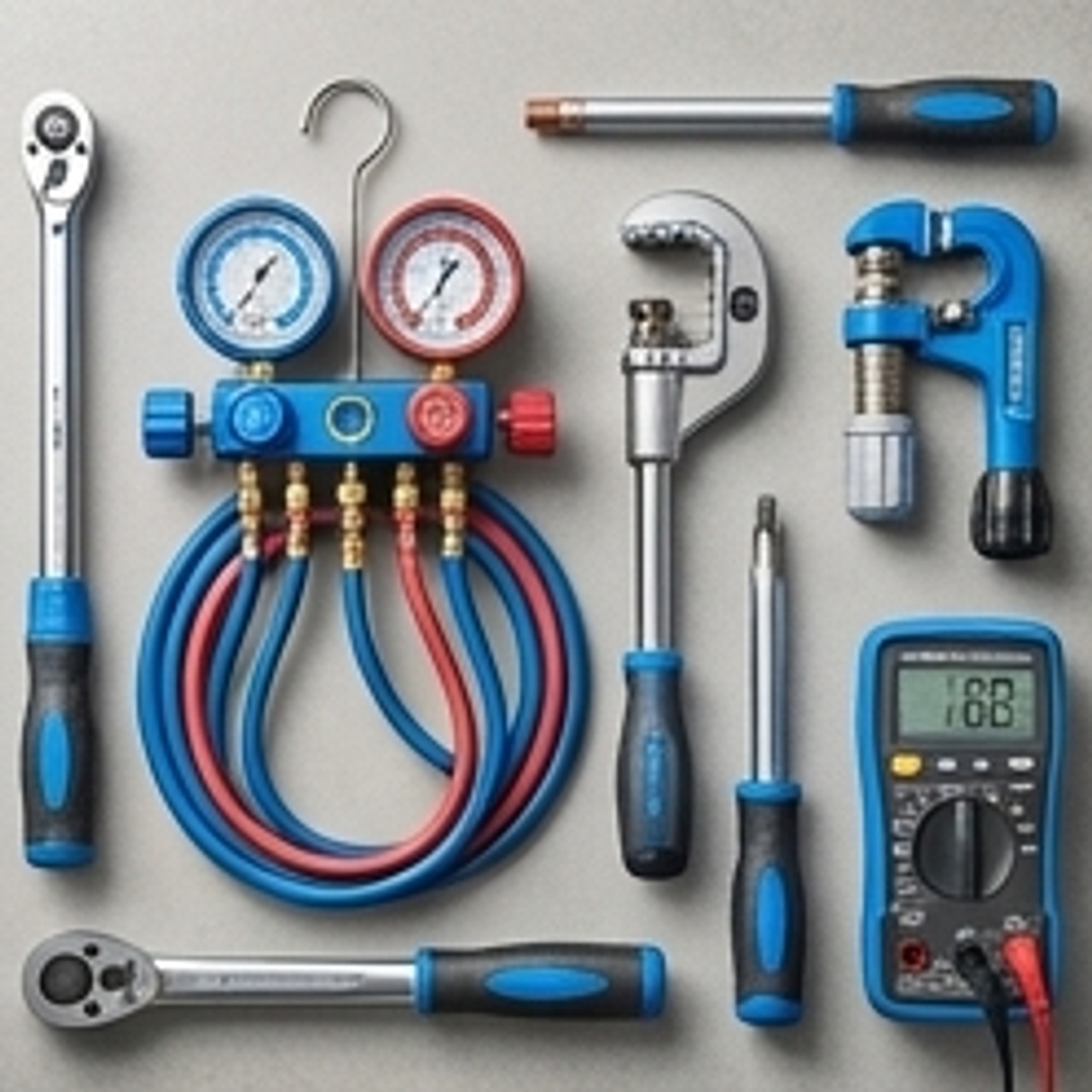 closeup of mini split installation tools