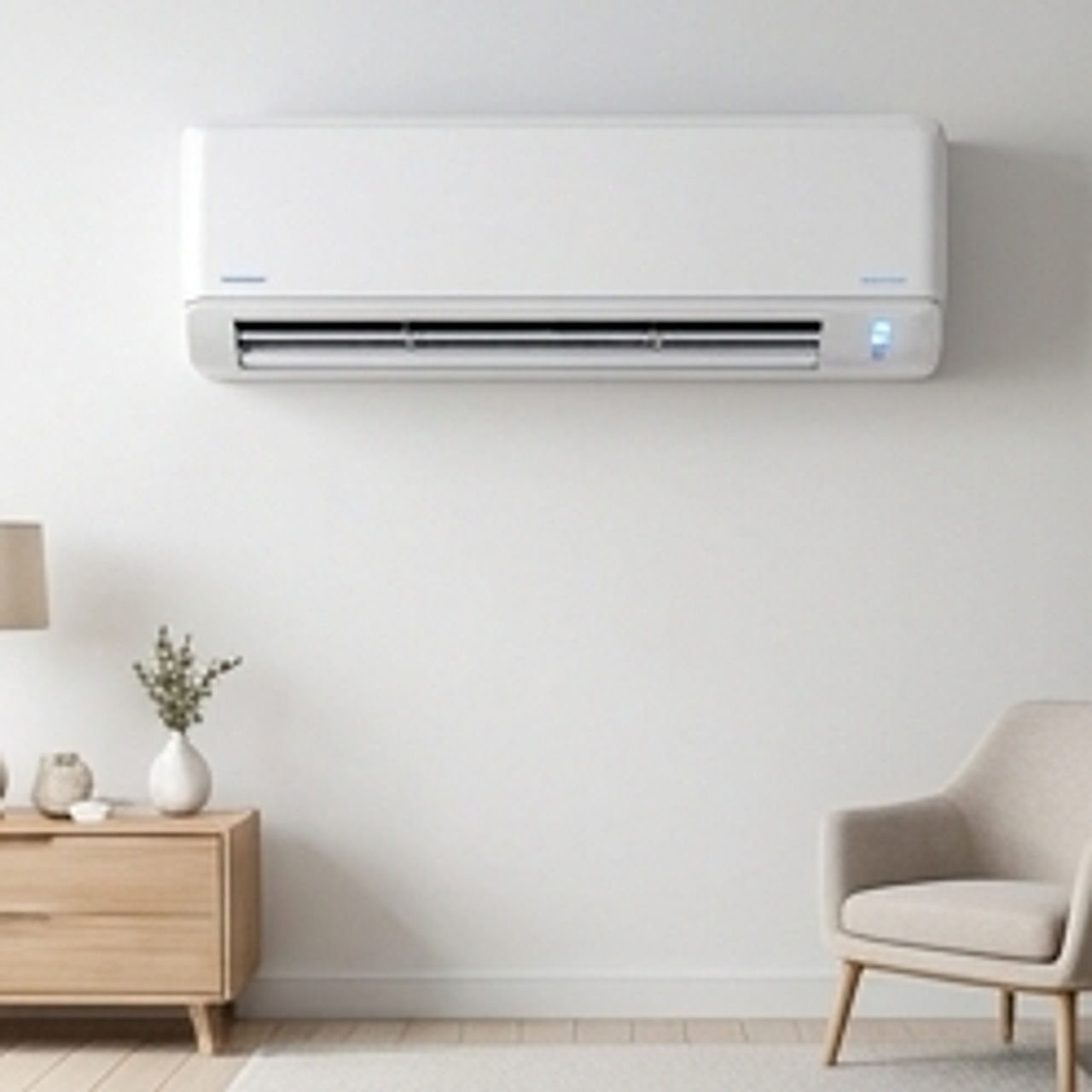 detailed shot of installed mini split system