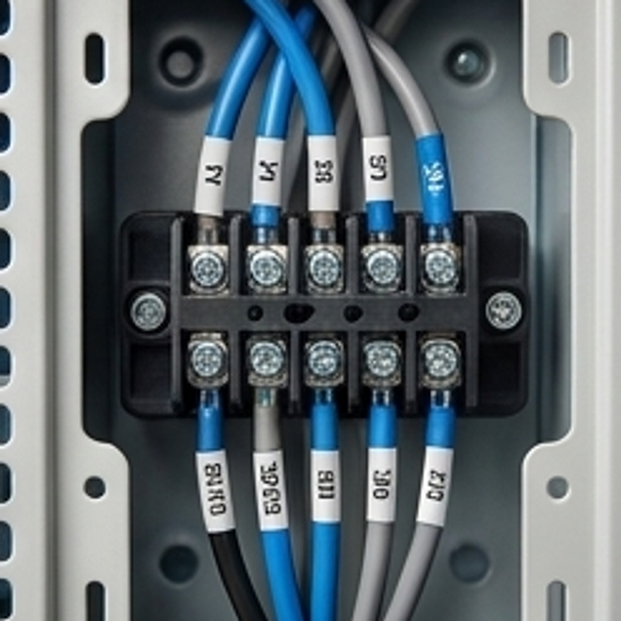 closeup of electrical connections for mini split